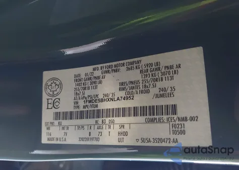 2022 Ford Bronco Outer Banks z USA, uszkodzony, nr VIN 1FMDE5BHXNLA74952